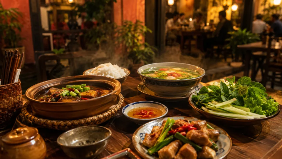 Bàn ăn tại Quán Thanh Phương